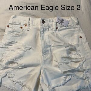 American Eagle Outfitters White Distressed Women Shorts